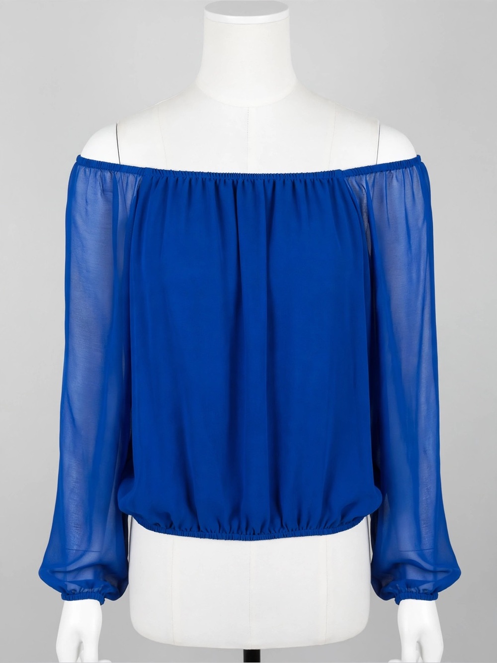 Calvin Klein Blouse Size M - Royal Blue Off Shoulder Balloon Sleeve Top